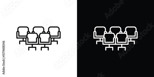 Cinema seat icon vector symbols pack in black and white lines