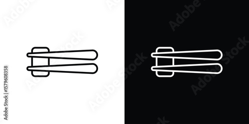 Chopsticks icon vector symbols pack in black and white lines
