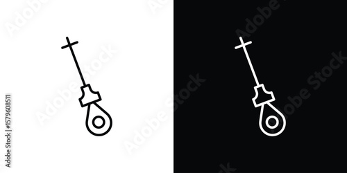 Car dipstick icon vector symbols pack in black and white lines
