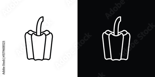 Capsicum icon vector symbols pack in black and white lines