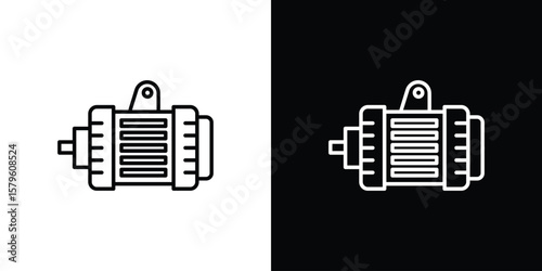 Car alternator icon vector symbols pack in black and white lines