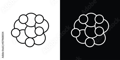 Cancer icon vector symbols pack in black and white lines