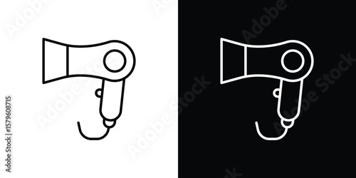 Blow dryer icon vector symbols pack in black and white lines