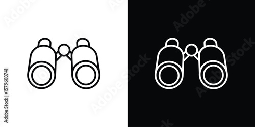 Binoculars icon vector symbols pack in black and white lines