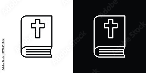 Bible icon vector symbols pack in black and white lines