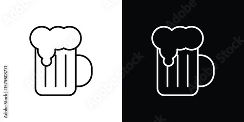 Beer icon vector symbols pack in black and white lines