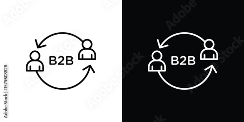 B2B icon vector symbols pack in black and white lines