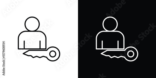 Authentication icon vector symbols pack in black and white lines
