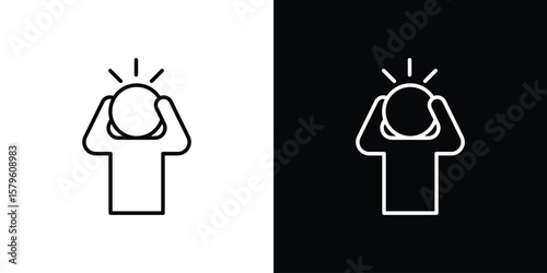 Anxiety icon vector symbols pack in black and white lines