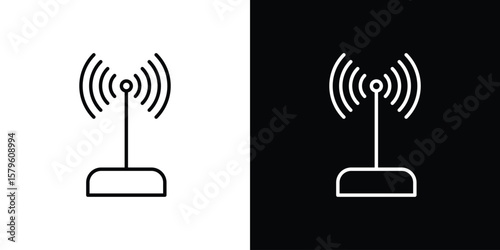 Antenna icon vector symbols pack in black and white lines