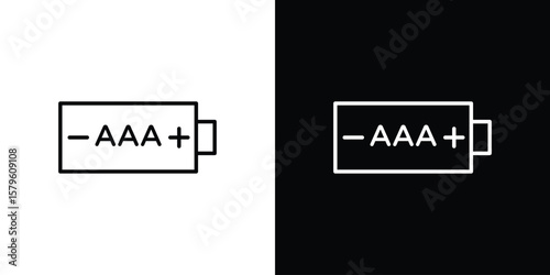 AAA battery icon vector symbols pack in black and white lines