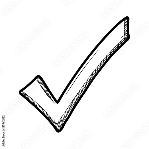 Vintage sketch of a check mark with a bold outline  