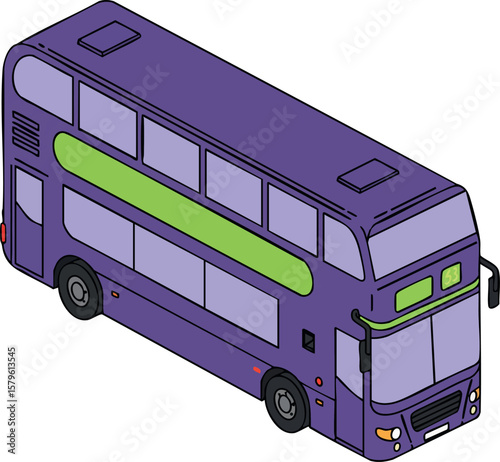 Double decker bus purple modern public transport vehicle isolated design vector illustration
