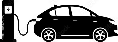electric car recharge black vector
