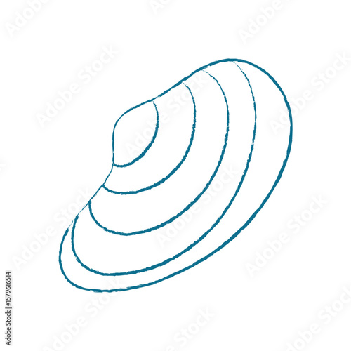 Chalk seashell icon. Crayon shell illustration. Marine aquatic creature, doodle style, perfect for summer themes and ocean projects. Great for use in educational materials and aquatic designs.