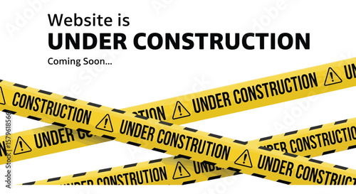 Yellow caution tapes reading "Under Construction" form an industrial border, perfect for representing web development, maintenance alerts, or system updates on websites and graphic designs.