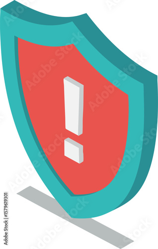 Shield with exclamation mark symbol alert protection icon vector design for security warning and caution concept