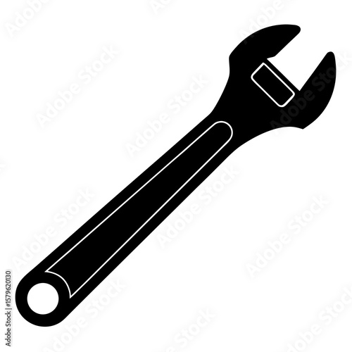 Adjustable wrench vector, a modern adjustable wrench art design, a black vector of a wrench, a simple wrench art, a wrench tool isolated