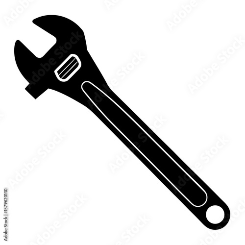 Adjustable wrench vector, a modern adjustable wrench art design, a black vector of a wrench, a simple wrench art, a wrench tool isolated