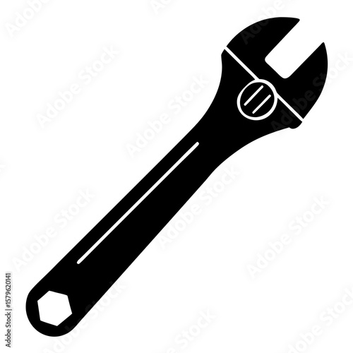 Adjustable wrench vector, a modern adjustable wrench art design, a black vector of a wrench, a simple wrench art, a wrench tool isolated