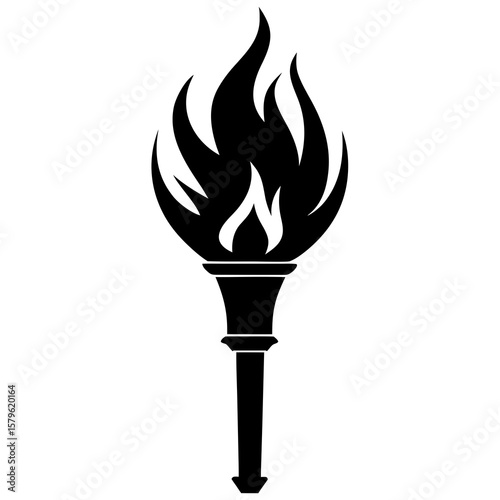 Torch vector, a modern torch art design, a black vector of a torch, a simple torch art, a torch isolated