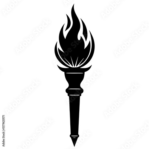 Torch vector, a modern torch art design, a black vector of a torch, a simple torch art, a torch isolated