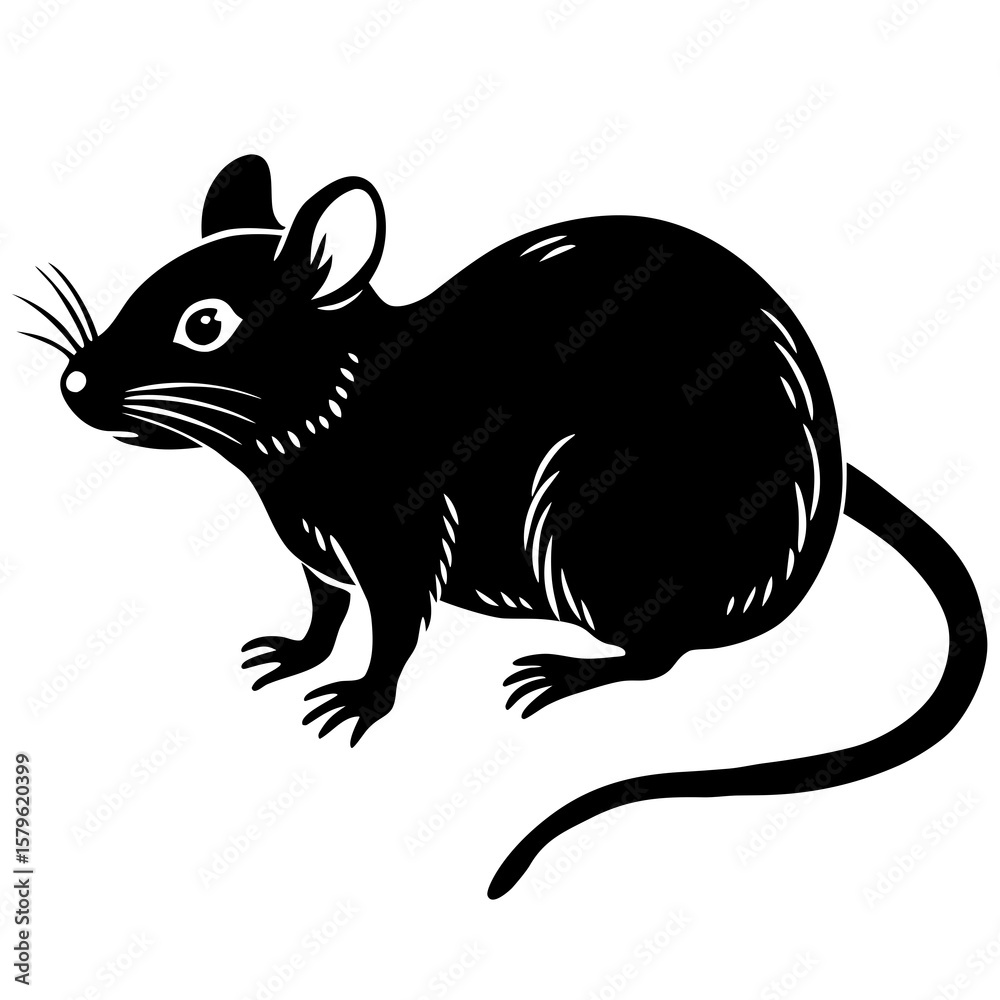 Obraz premium Rat vector, a modern rat art design, a black vector of a rat, a simple rat art, a rat isolated