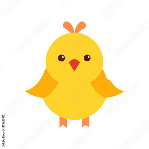 Baby chick with ribbon adorable farm animal Line Art Vector illustration