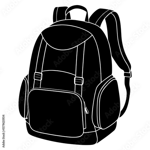 Backpack vector, a modern backpack art design, black vector of a backpack, simple backpack art, a backpack isolated