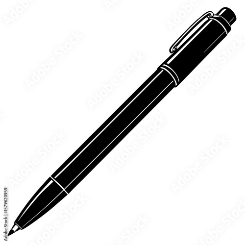 Ballpoint pen vector, a modern ballpoint pen art design, black vector of a ballpoint pen, simple ballpoint pen art, a ballpoint pen isolated