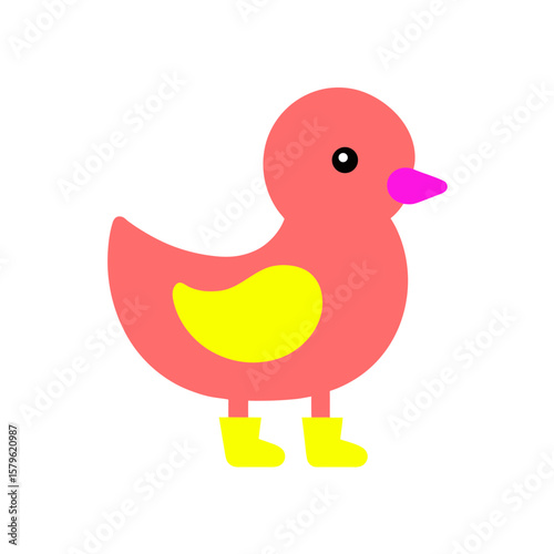 Duckling in rain boots spring themed fun Line Art Vector illustration