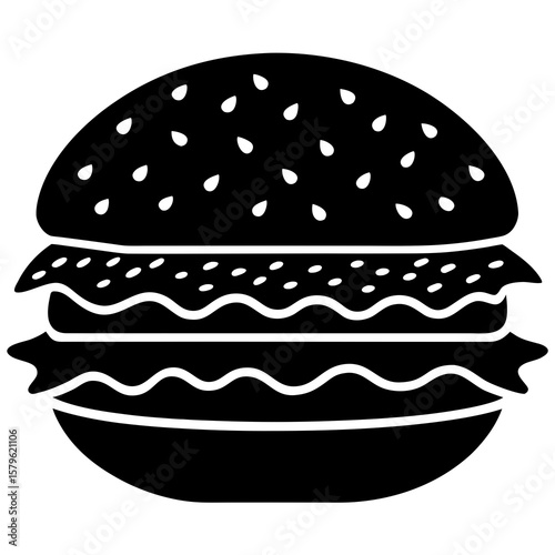 Hamburger vector, a modern hamburger art design, black vector of a burger, simple tasty hamburger art, a hamburger isolated