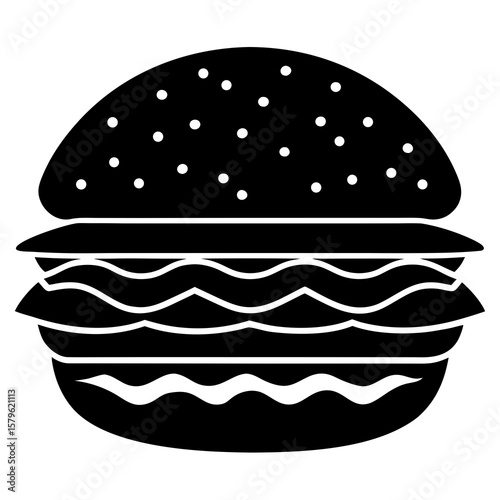 Hamburger vector, a modern hamburger art design, black vector of a burger, simple tasty hamburger art, a hamburger isolated