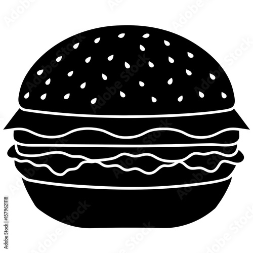 Hamburger vector, a modern hamburger art design, black vector of a burger, simple tasty hamburger art, a hamburger isolated
