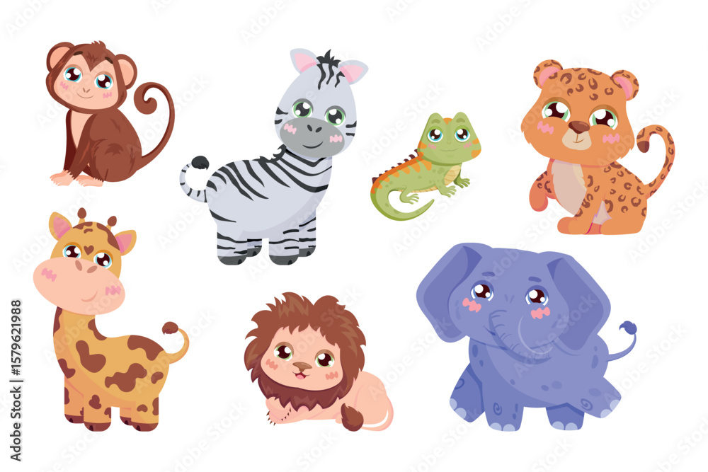 Fototapeta premium Cute safari vector animals character