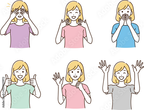 Illustrated characters showing expressive hand gestures, diverse body language, non-verbal communication styles, emotional reactions, cartoon vector concept art