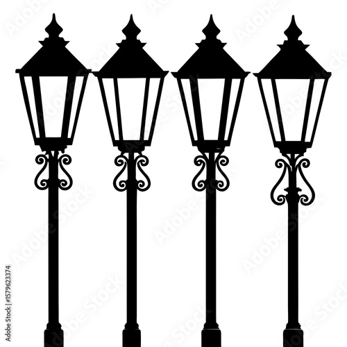 Different street lamp vector, a set of street light art designs, vector of a stylish street lamp post, simple street lamp art, a street lamp symbol isolated