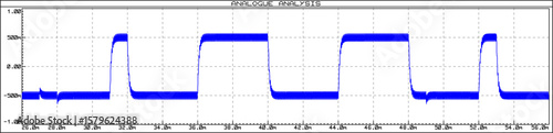 Vector graph of dependence of analog electrical
signal from time isolated on transparent background.
Measurement of voltage, amplitude, frequency on
paper sheet. Modeling oscillation on oscilloscope.