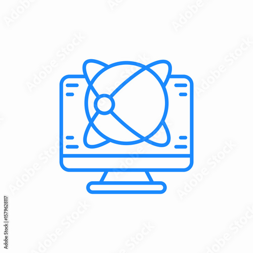 global network monitor icon sign vector