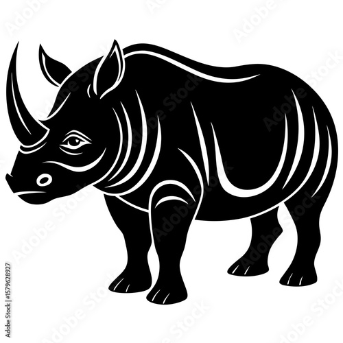 Rhino icon vector, a Rhino silhouette, Vector of Rhino art, a Rhino black silhouette vector isolated