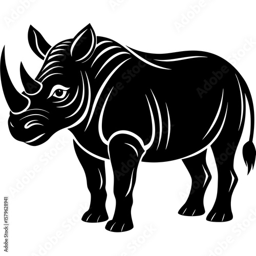 Rhino icon vector, a Rhino silhouette, Vector of Rhino art, a Rhino black silhouette vector isolated