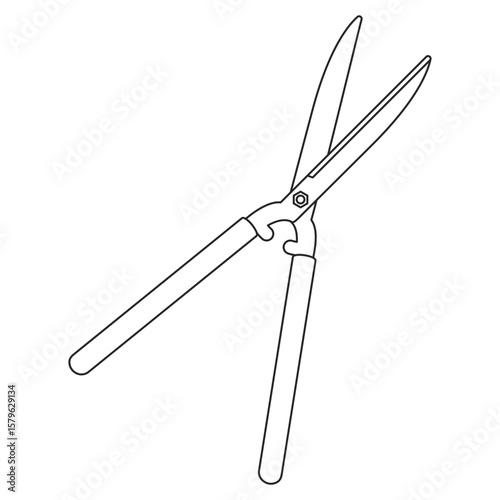 Hedge shears for pruning in outline vector icon
