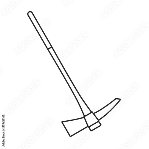 Mattock with pick end hand tool as an outline vector