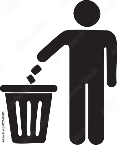 Vector of a Man Throwing Trash in a Bin