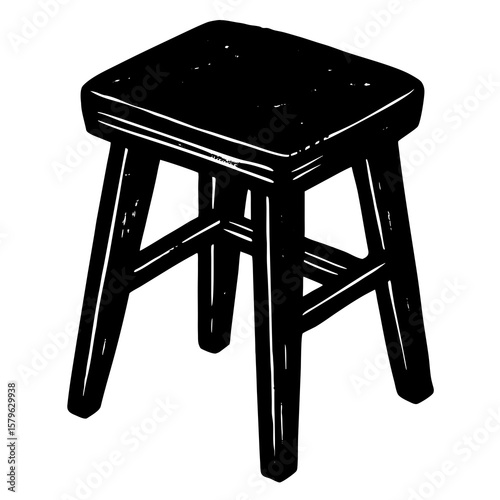 Wooden stool icon vector, a Wooden stool silhouette, Vector of Wooden stool art, Wooden stool black silhouette vector isolated