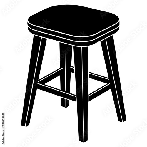 Wooden stool icon vector, a Wooden stool silhouette, Vector of Wooden stool art, Wooden stool black silhouette vector isolated
