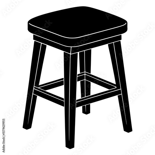 Wooden stool icon vector, a Wooden stool silhouette, Vector of Wooden stool art, Wooden stool black silhouette vector isolated
