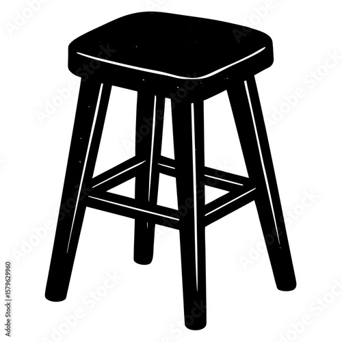 Wooden stool icon vector, a Wooden stool silhouette, Vector of Wooden stool art, Wooden stool black silhouette vector isolated