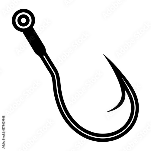 Fishing hook icon vector, a Fishing hook silhouette, Vector of Fishing hook art, Fishing hook black silhouette vector isolated