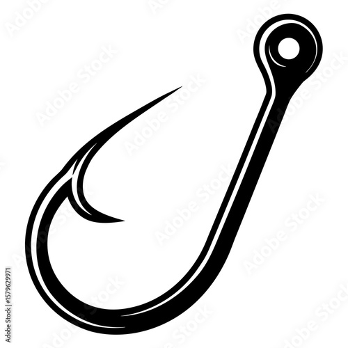 Fishing hook icon vector, a Fishing hook silhouette, Vector of Fishing hook art, Fishing hook black silhouette vector isolated